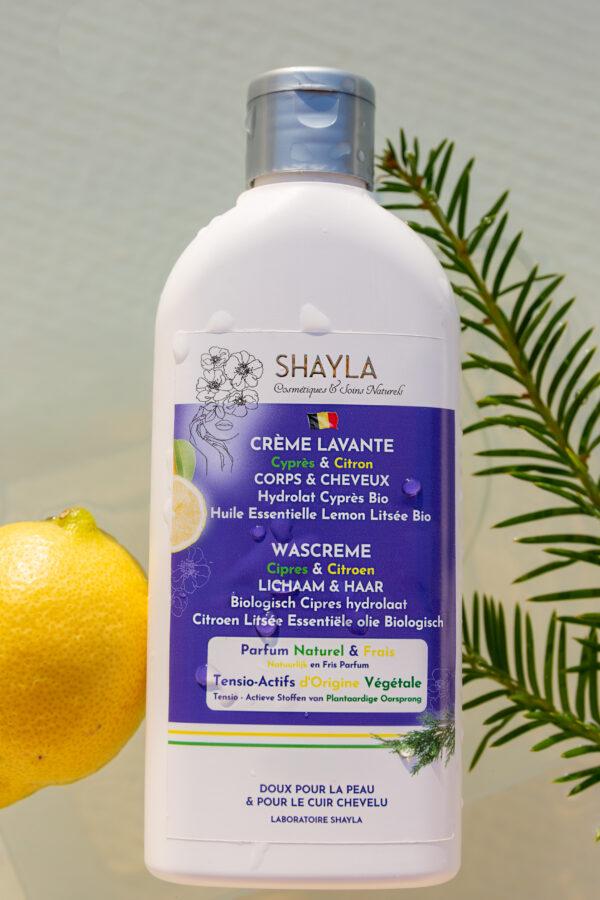 SHAYLA -CREME LAVANTE CYPRES CITRON- hydrolat bio - belge - huile essentielle lemon litsee- laboratoire shayla.jpg